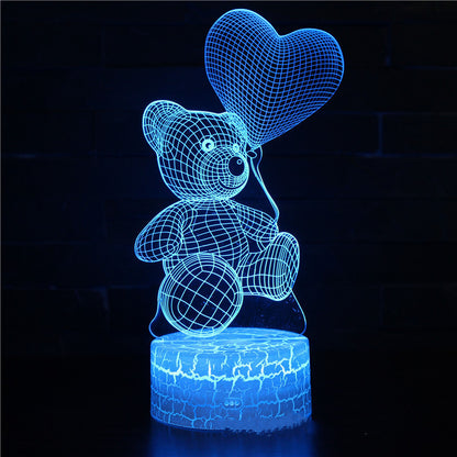 Whimsical 3D Teddy Bear Glow Buddy - Remote-Controlled LED Night Lamp in Adorable Acrylic for Magical Home Vibes, Birthday Surprises, and Heartwarming Celebrations!