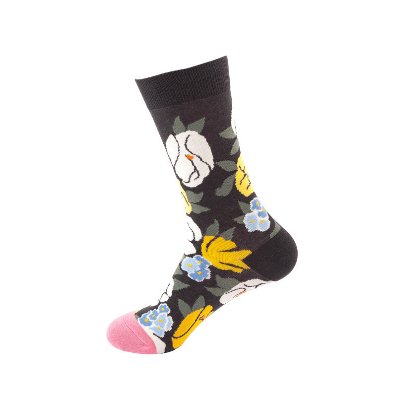 Whimsical Cotton Skate Socks: A Funky Fusion of European and American Vibes