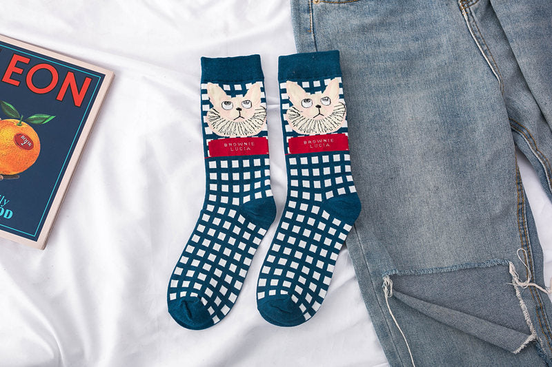 Whimsical Lovebirds Graffiti Socks