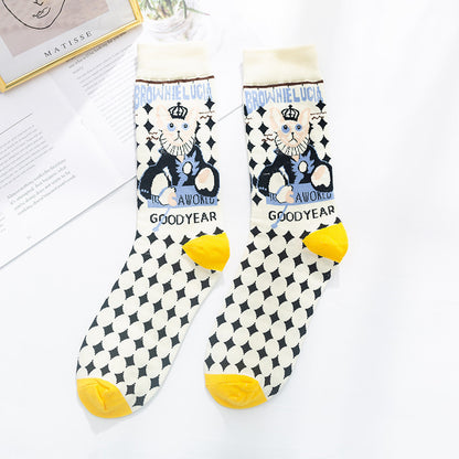 Whimsical Lovebirds Graffiti Socks