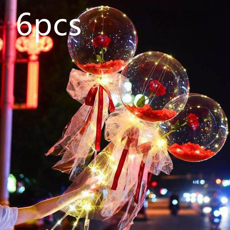 Radiant Rose Glow Balloon Wonderland - Sparkling Bobo Balloons with Twinkling Lights