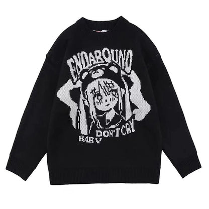 Cozy Cartoon Craze: Unisex Playful Loose-Fit Sweater for Laid-Back Adventures!