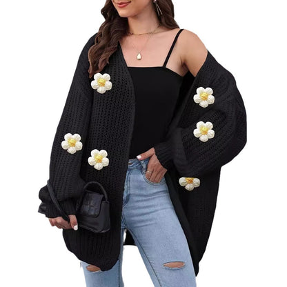 Charming Crochet Blossom Sweater Coat for Women – A Whimsical Wardrobe Wonder!