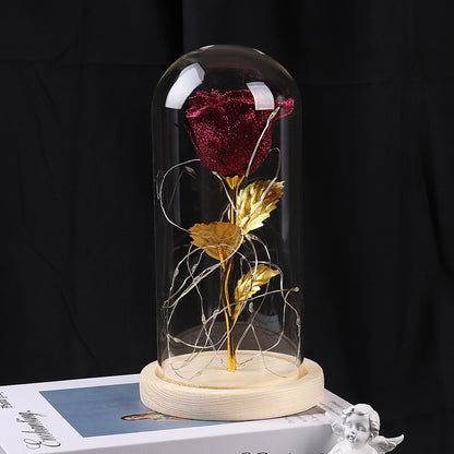 Blissful Blooming LED Rose in Enchanting Glass Dome - Whimsical Love Light for Magical Moments, Ideal for Valentine's Day, Weddings, and Heartfelt Celebrations!