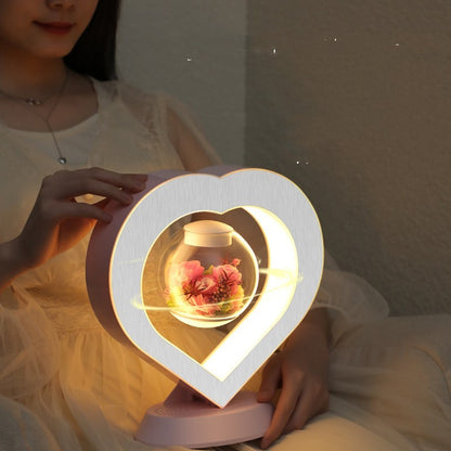 Levitate Your Love: Whimsical Heart-Shaped LED Dreamlight with Enchanted Eternal Flower - A Dazzling Desk Delight for Romantic Spaces!