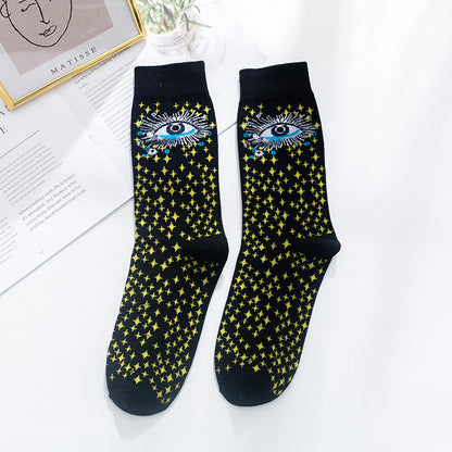 Whimsical Lovebirds Graffiti Socks