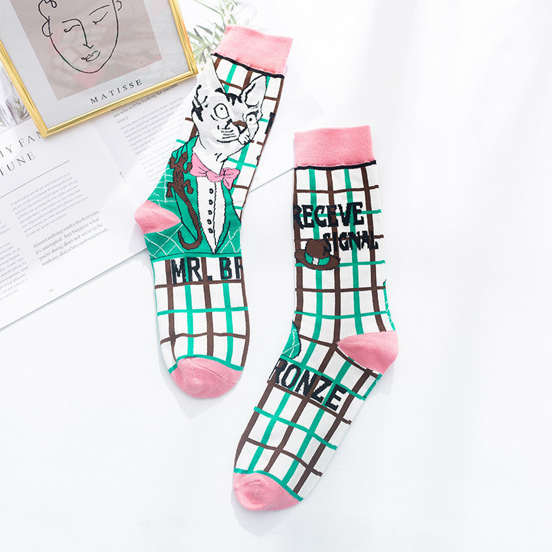 Whimsical Lovebirds Graffiti Socks