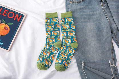 Whimsical Lovebirds Graffiti Socks