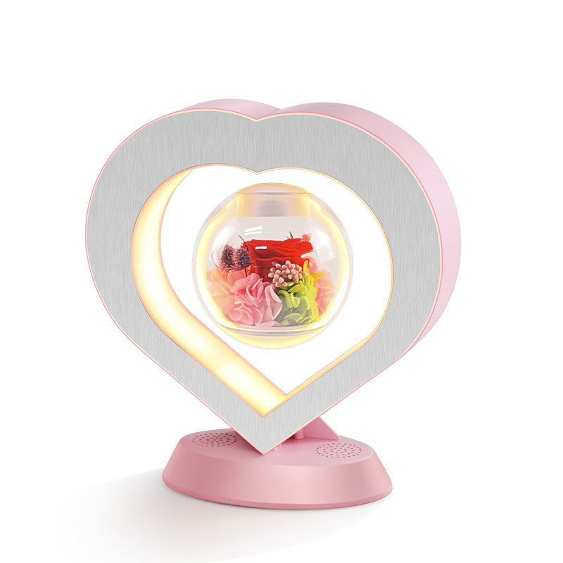 Levitate Your Love: Whimsical Heart-Shaped LED Dreamlight with Enchanted Eternal Flower - A Dazzling Desk Delight for Romantic Spaces!