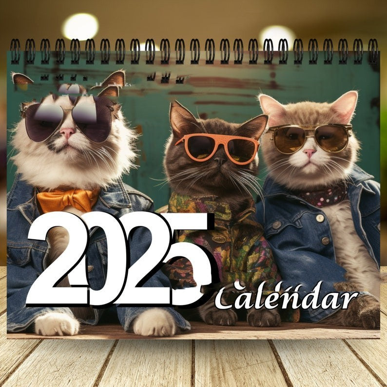 Stylish 2025 Cat-Themed Calendar for Home Decor