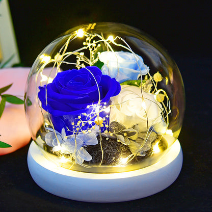 Eternal Enchantment: Whimsical Rose Wonderland in a Glass Dome Gift Box