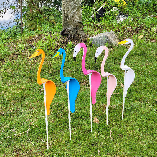 Whimsical Swirl Flamingo Rotating Bird Decor for Beach, Garden, and Parties