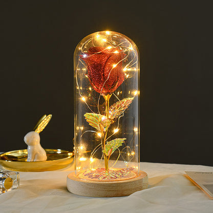 Blissful Blooming LED Rose in Enchanting Glass Dome - Whimsical Love Light for Magical Moments, Ideal for Valentine's Day, Weddings, and Heartfelt Celebrations!