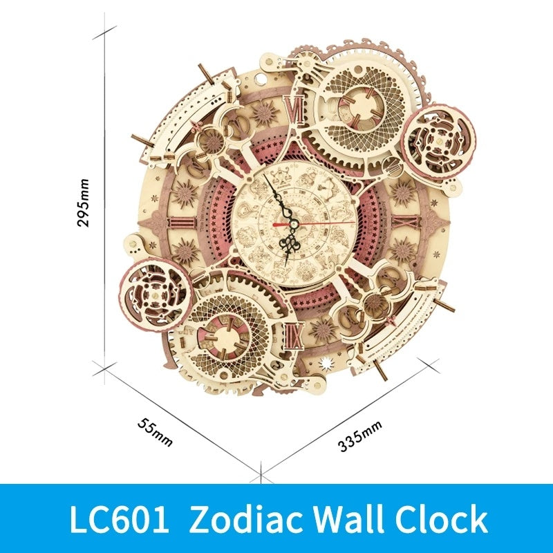 3D Wooden Zodiac Wall Clock Puzzle by Robotime - DIY Model Assembly Kit