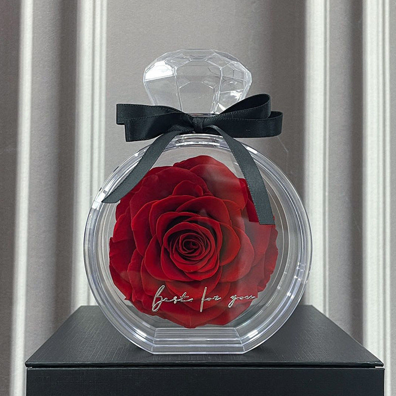 Timeless Dried Rose Gift Box with Transparent Cover for Holidays and Special Occasions