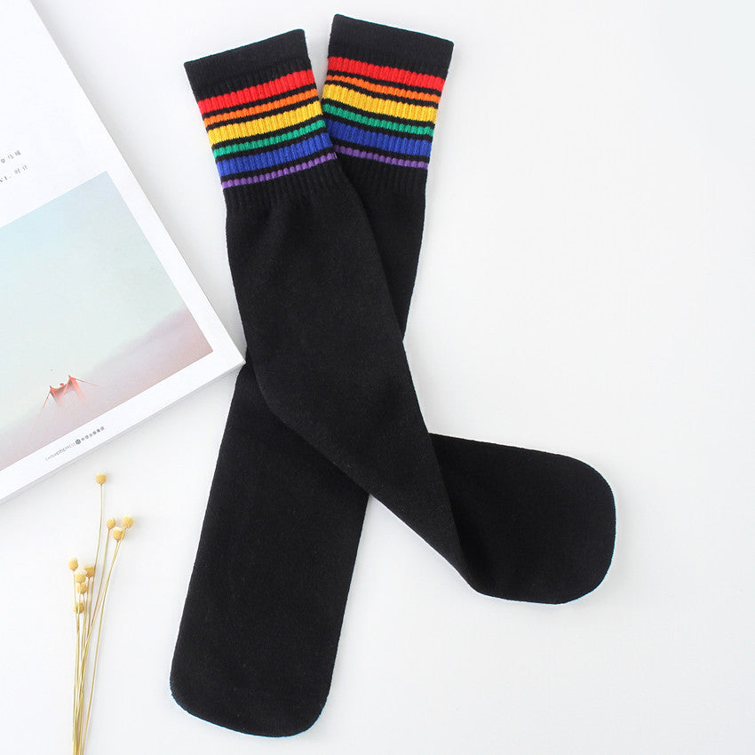 Vibrant Rainbow Over-the-Knee Cotton Football Socks for Kids  

Unleash a whirlwind of fun with our Vibrant Rainbow Over-the-Knee Cotton Football Socks! Designed for energetic little feet, these socks combine comfort and flair in one delightful package.