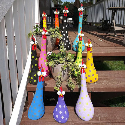 Colorful Chicken Statues for Garden and Lawn - Vibrant Hen and Rooster Ornaments for Indoor and Outdoor Decor