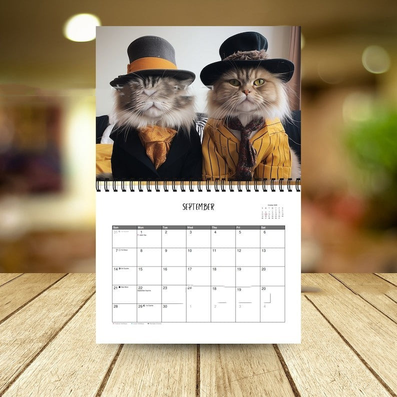 Stylish 2025 Cat-Themed Calendar for Home Decor