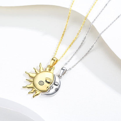 Couple's 18K Gold-Plated Magnetic Sun and Moon Pendant Necklace - Perfect Valentine's Day Gift