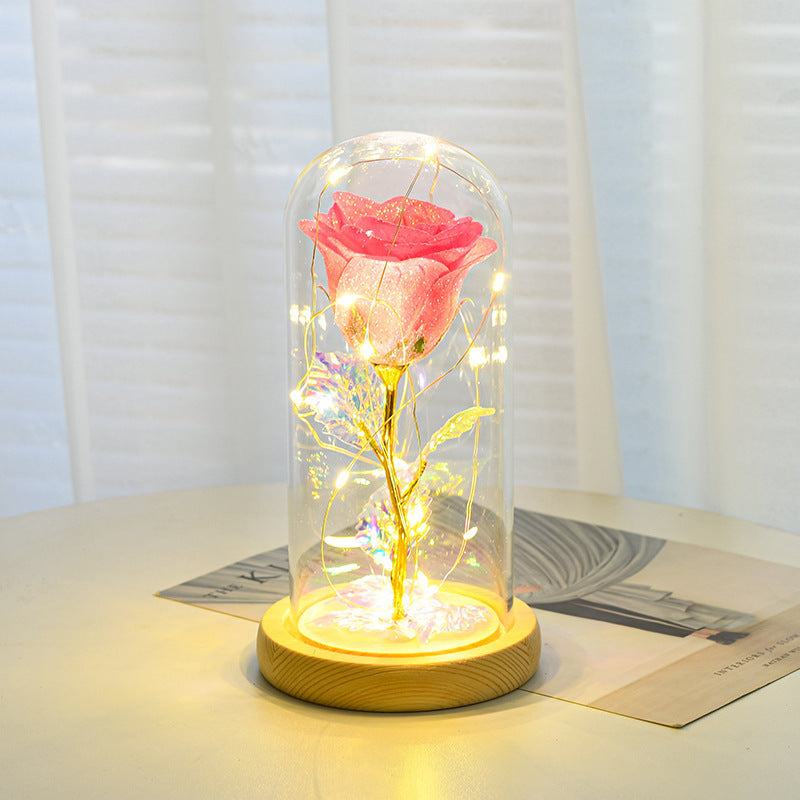 Blissful Blooming LED Rose in Enchanting Glass Dome - Whimsical Love Light for Magical Moments, Ideal for Valentine's Day, Weddings, and Heartfelt Celebrations!