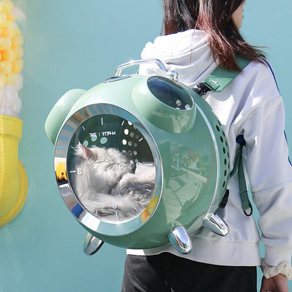 Whimsical Whisker Watchdog: The Purr-fect Portable Alarm Clock Cat Carrier Backpack!