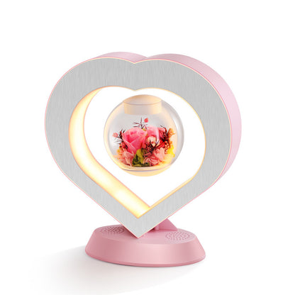 Levitate Your Love: Whimsical Heart-Shaped LED Dreamlight with Enchanted Eternal Flower - A Dazzling Desk Delight for Romantic Spaces!