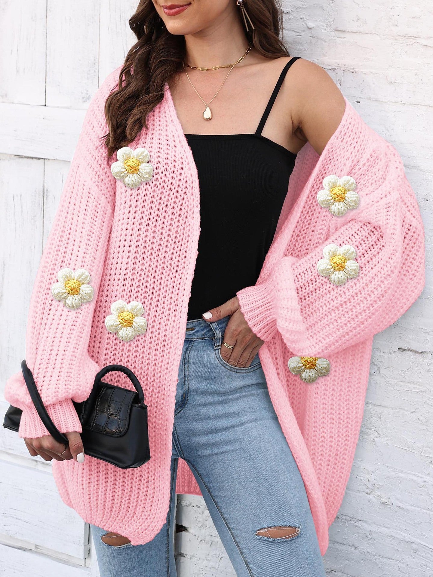 Charming Crochet Blossom Sweater Coat for Women – A Whimsical Wardrobe Wonder!