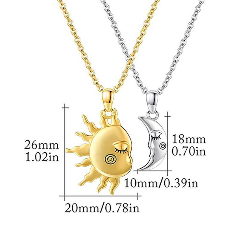 Couple's 18K Gold-Plated Magnetic Sun and Moon Pendant Necklace - Perfect Valentine's Day Gift