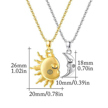 Couple's 18K Gold-Plated Magnetic Sun and Moon Pendant Necklace - Perfect Valentine's Day Gift