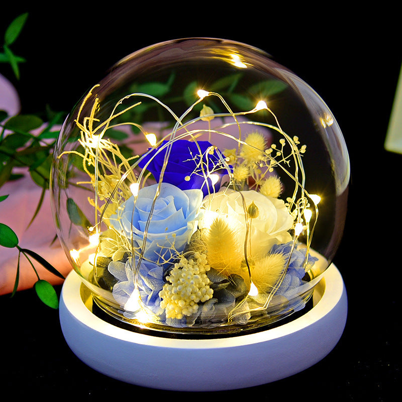 Eternal Enchantment: Whimsical Rose Wonderland in a Glass Dome Gift Box