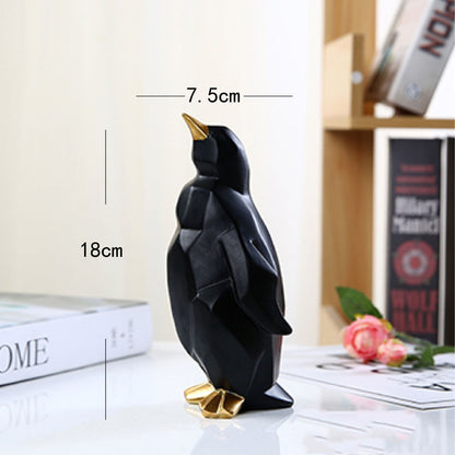 Charming Geometric Penguin Delight: Whimsical Resin Ornament for Playful Spaces