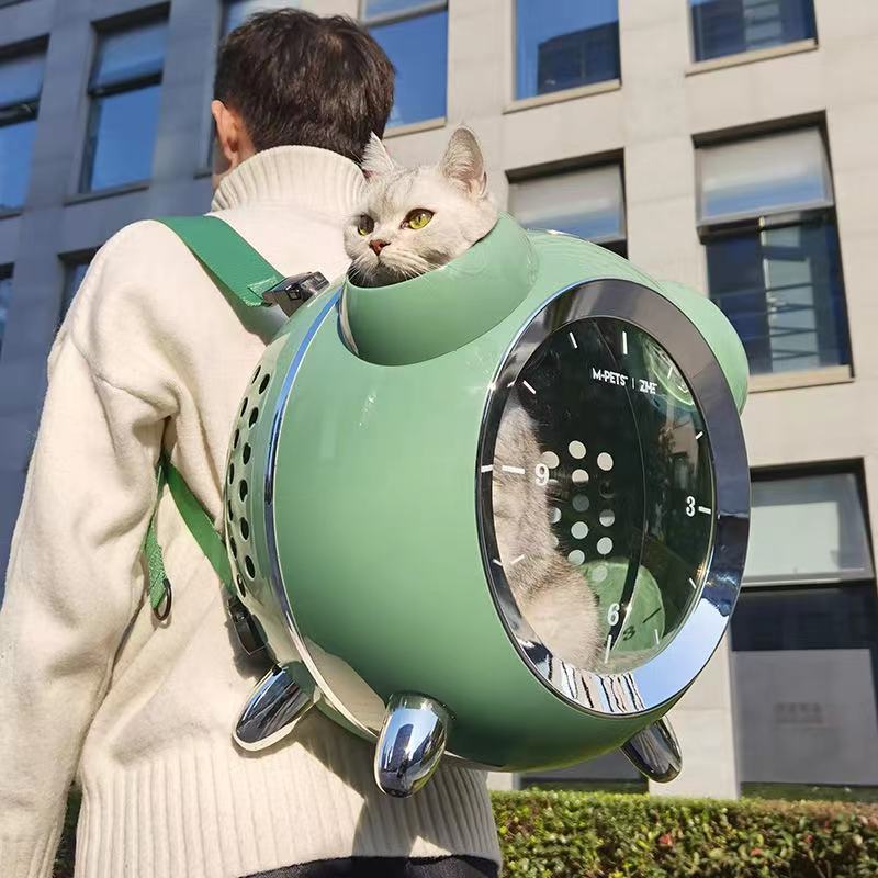 Whimsical Whisker Watchdog: The Purr-fect Portable Alarm Clock Cat Carrier Backpack!