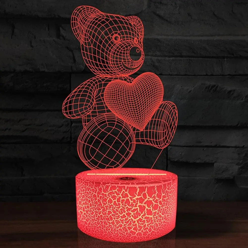 Whimsical 3D Teddy Bear Glow Buddy - Remote-Controlled LED Night Lamp in Adorable Acrylic for Magical Home Vibes, Birthday Surprises, and Heartwarming Celebrations!