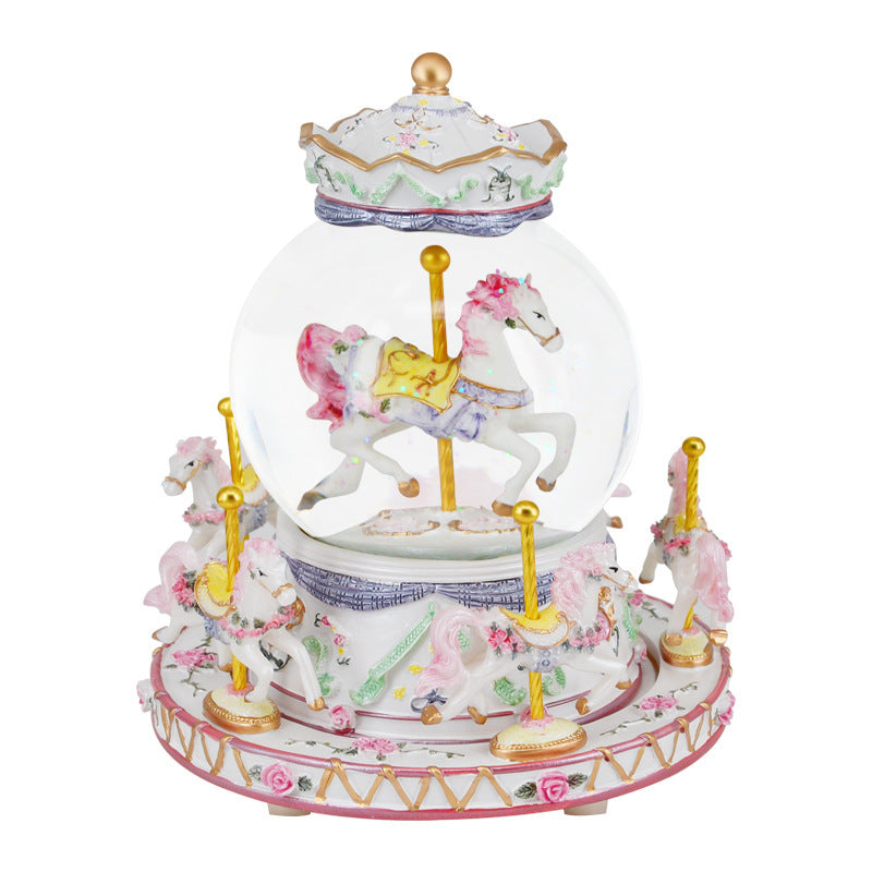 Whimsical Wonder Carousel: Enchanting Crystal Music Box for the Romantic at Heart