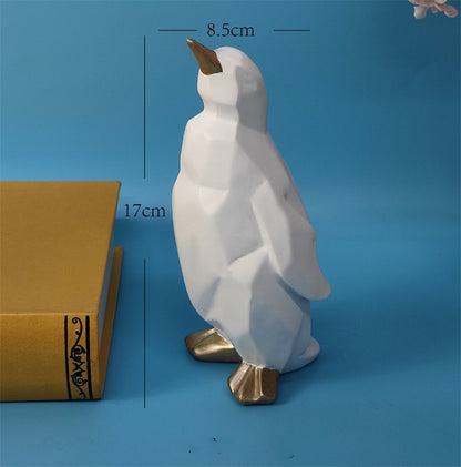 Charming Geometric Penguin Delight: Whimsical Resin Ornament for Playful Spaces