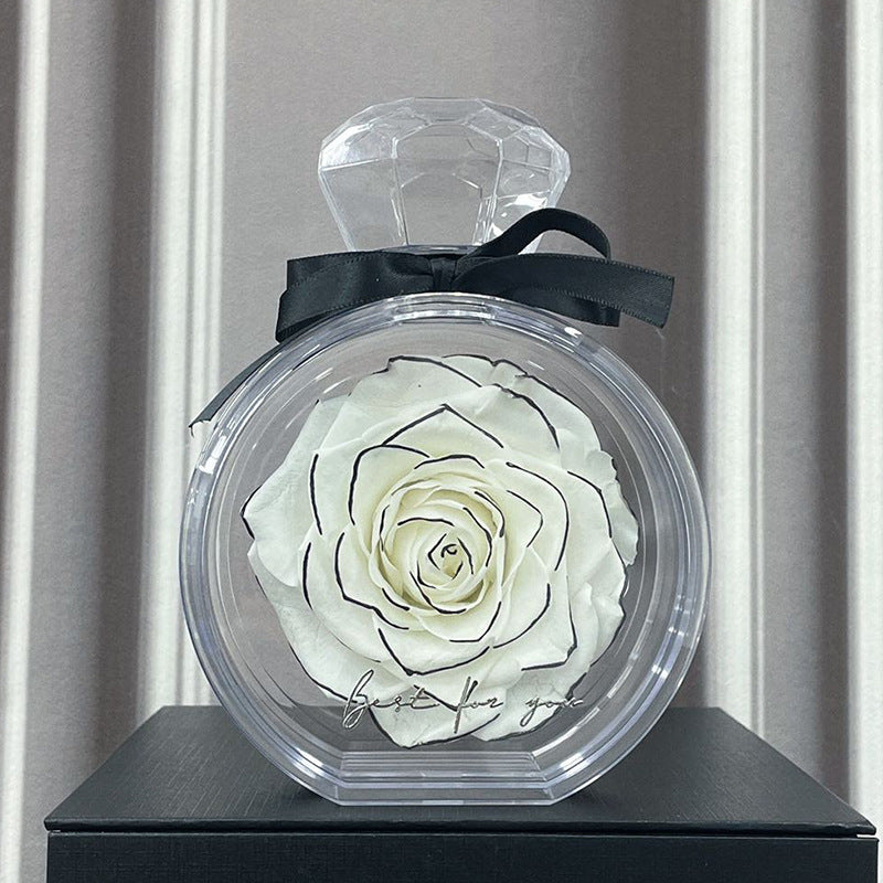 Timeless Dried Rose Gift Box with Transparent Cover for Holidays and Special Occasions