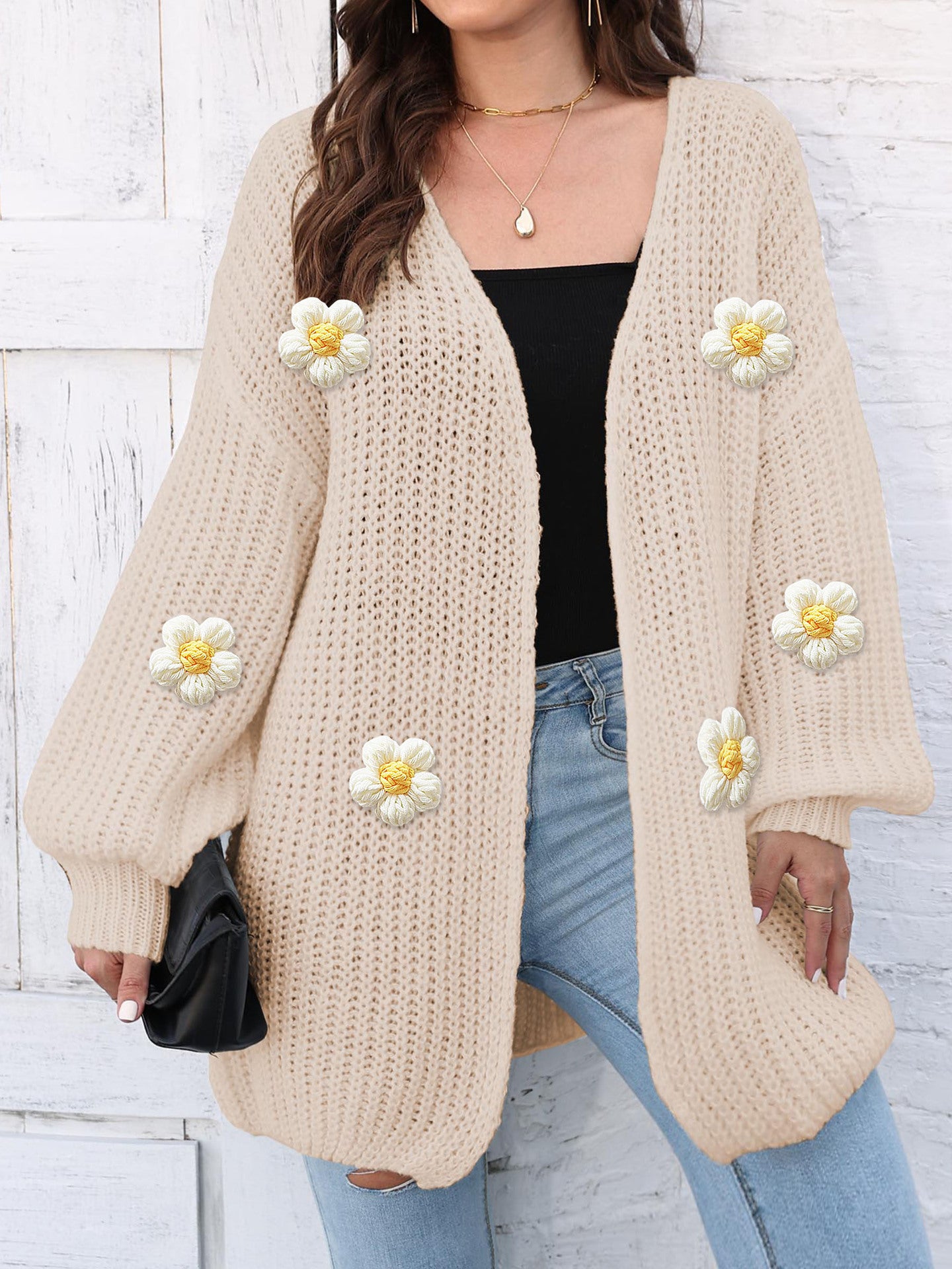 Charming Crochet Blossom Sweater Coat for Women – A Whimsical Wardrobe Wonder!