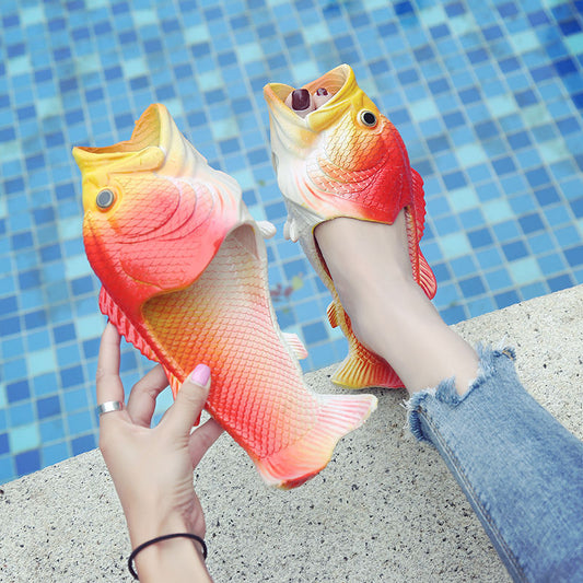 Fintastic Fun Fishy Footwear - Playful Plush Slippers for All Ages