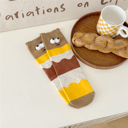 Whimsical Duo's Delightful Tube Socks with Gigantic Giggle Eyes