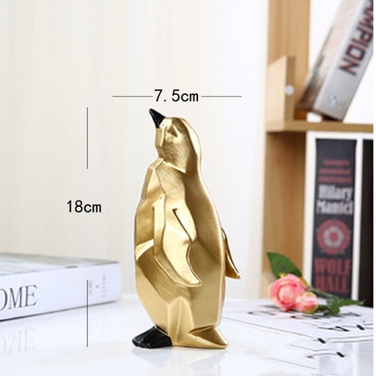 Charming Geometric Penguin Delight: Whimsical Resin Ornament for Playful Spaces