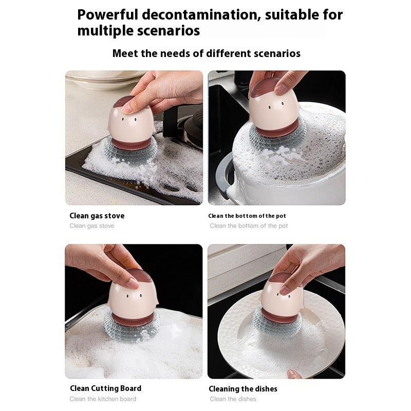 Self-Dispensing Liquid Filling Dish Brush for Kitchen Cleaning